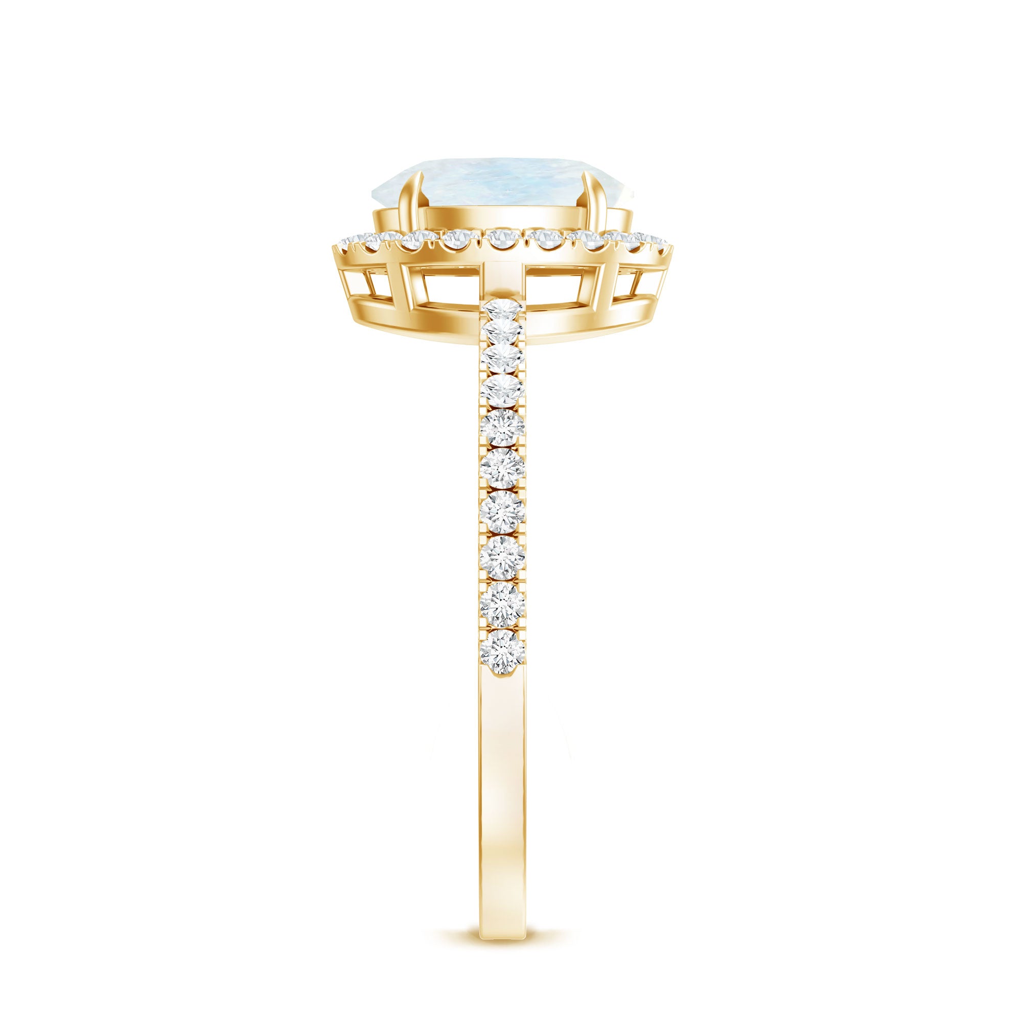 Oval Moonstone Engagement Ring with Diamond Halo AAA - Rosec Jewels