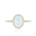 Oval Moonstone Engagement Ring with Diamond Halo AAA - Rosec Jewels
