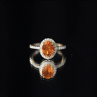 Rosec Jewels-Oval 6X8MM Fire Opal Engagement Ring with Diamond Halo
