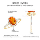 Rosec Jewels-Oval 6X8MM Fire Opal Engagement Ring with Diamond Halo