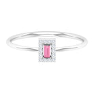 Natural Pink Tourmaline Dainty Promise Ring with Diamond Accent AAA - Rosec Jewels