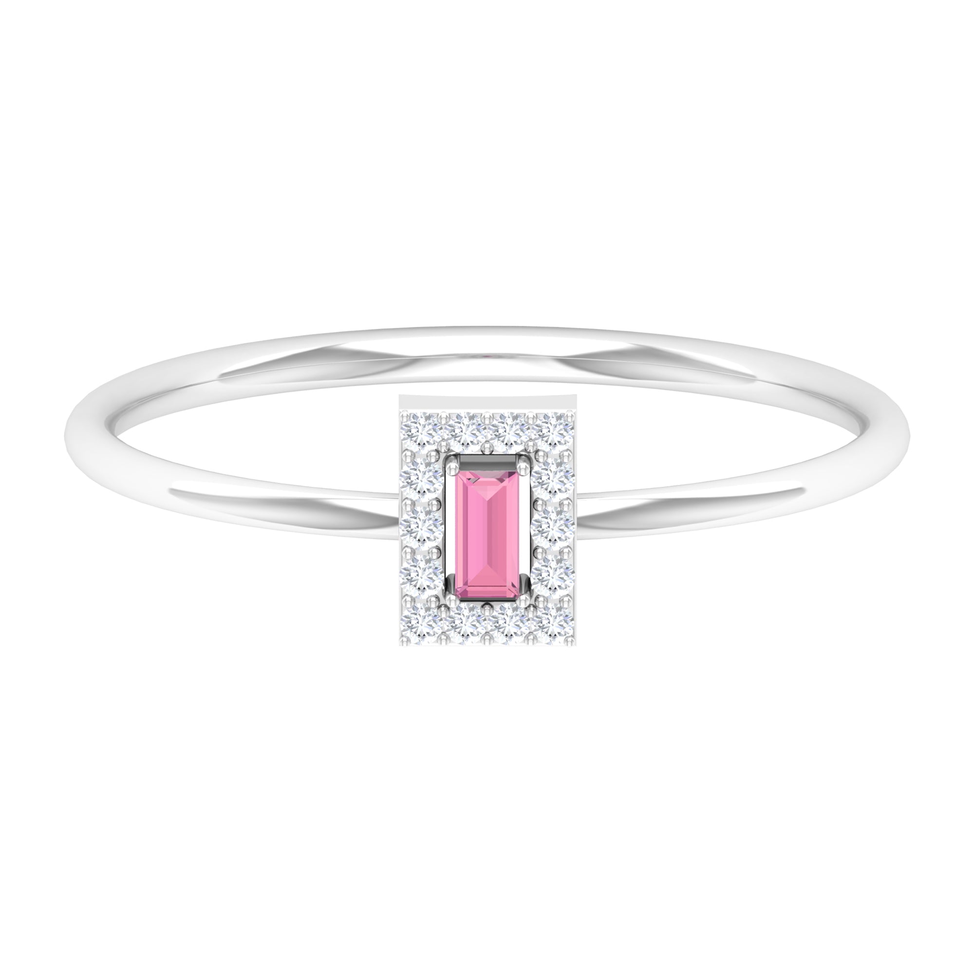 Rosec Jewels-Natural Pink Tourmaline Dainty Promise Ring with Diamond Accent