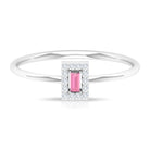 Natural Pink Tourmaline Dainty Promise Ring with Diamond Accent AAA - Rosec Jewels