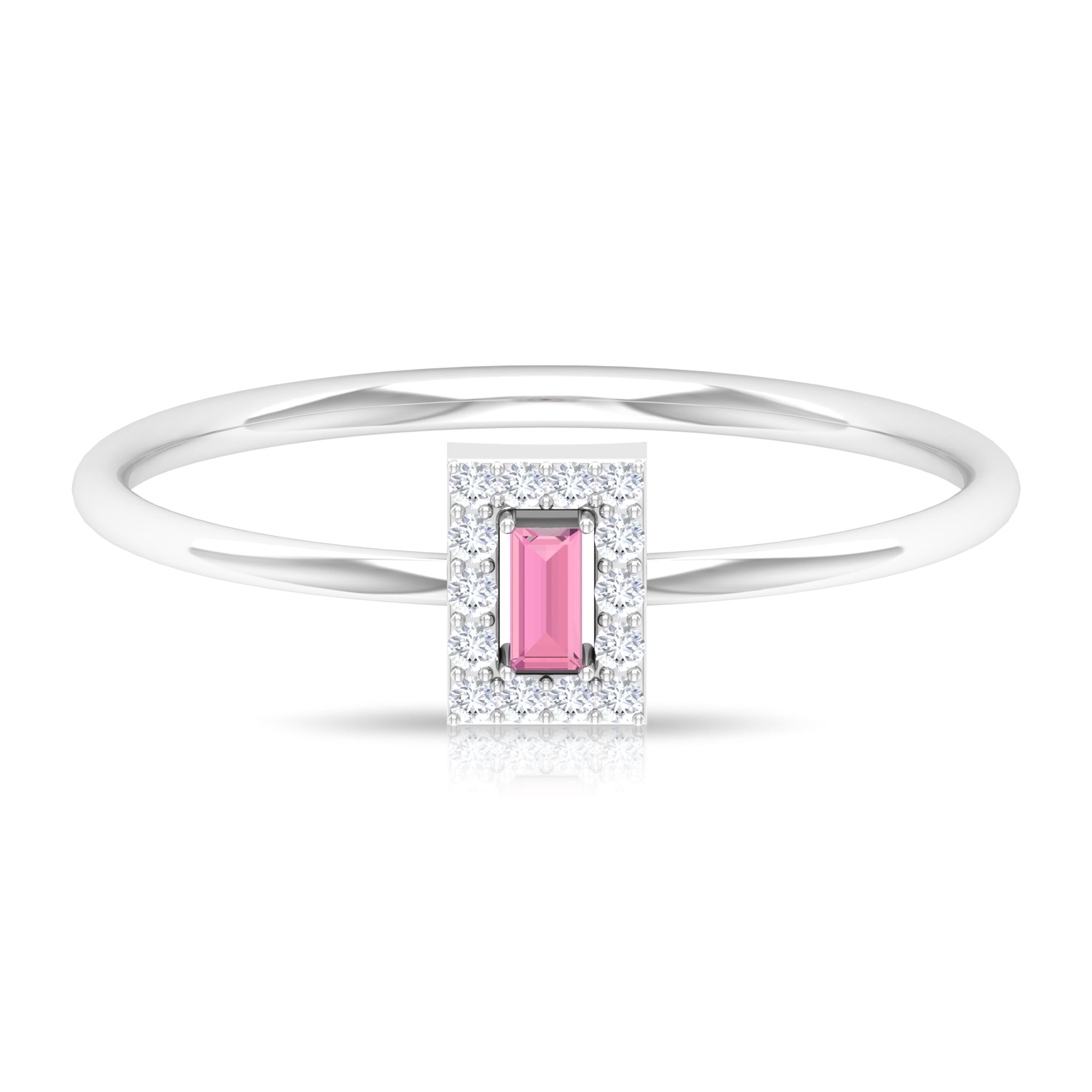Rosec Jewels-Natural Pink Tourmaline Dainty Promise Ring with Diamond Accent