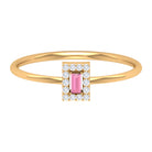 Natural Pink Tourmaline Dainty Promise Ring with Diamond Accent AAA - Rosec Jewels