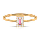 Natural Pink Tourmaline Dainty Promise Ring with Diamond Accent AAA - Rosec Jewels