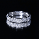 Triple Row Moissanite Classic Wedding Ring Band for Women D-VS1 - Rosec Jewels