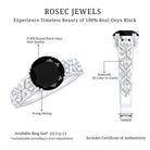 8mm Round Black Onyx Solitaire Antique Looking Engagement Ring with Diamond AAA - Rosec Jewels