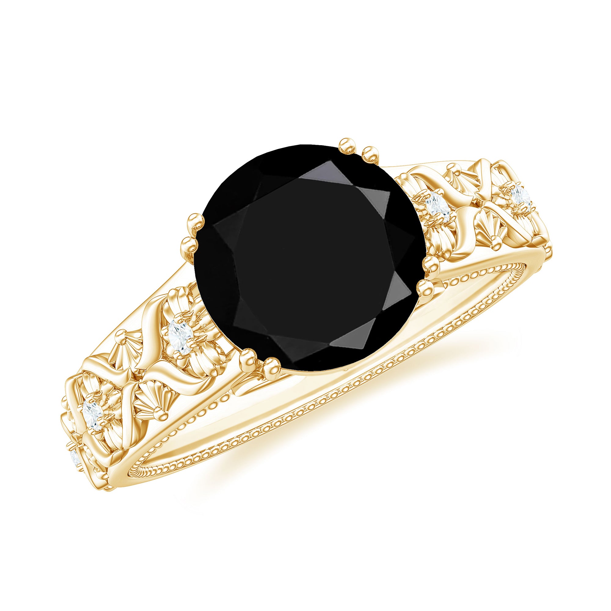 Rosec Jewels-Nature Inspired 2 Carat Lab Grown Black and White Diamond Engagement Ring