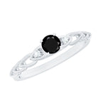 Rosec Jewels-Natural Black Spinel Diamond Promise Ring with Certificate
