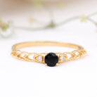 Rosec Jewels-Natural Black Spinel Diamond Promise Ring with Certificate