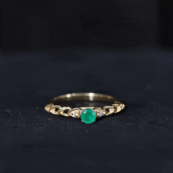 Rosec Jewels-Genuine Emerald and Diamond Designer Promise Ring