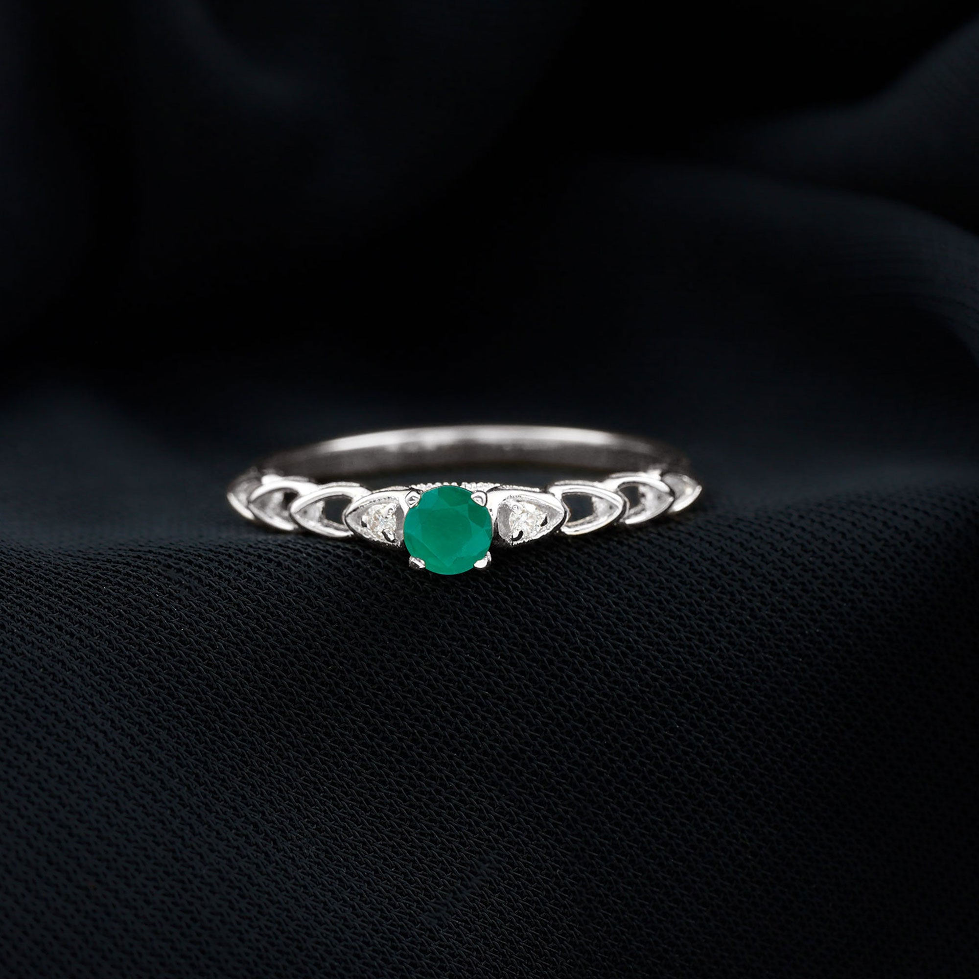 Rosec Jewels-Genuine Emerald and Diamond Designer Promise Ring