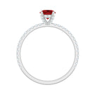 Rosec Jewels-Lab Created Ruby Engagement Ring with Diamond Side Stones