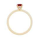 Rosec Jewels-Lab Created Ruby Engagement Ring with Diamond Side Stones