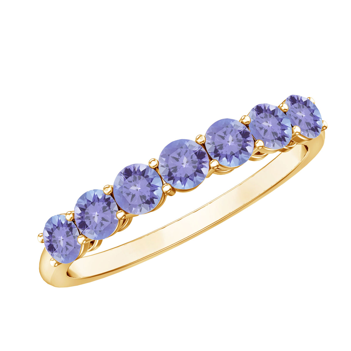 Certified Real Tanzanite Half Eternity Ring for Anniversary AAA - Rosec Jewels