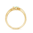 Natural Oval Ethiopian Opal Diamond Toi Et Moi Engagement Ring with Bypass Shank AAA - Rosec Jewels