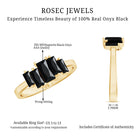 Baguette Cut Black Onyx 5 Stone Anniversary Ring AAA - Rosec Jewels