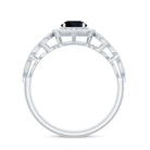 Natural Black Spinel Retro Engagement Ring with Diamond AAA - Rosec Jewels