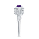Vintage Inspired Real Amethyst Engagement Ring with Diamond AAA - Rosec Jewels
