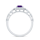 Vintage Inspired Real Amethyst Engagement Ring with Diamond AAA - Rosec Jewels