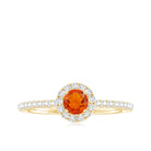 Rosec Jewels-Round Fire Opal Minimal Engagement Ring with Diamond