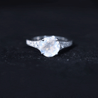 Rosec Jewels-Designer Moonstone Engagement Ring with Diamond Side Stones