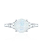 Rosec Jewels-Designer Moonstone Engagement Ring with Diamond Side Stones