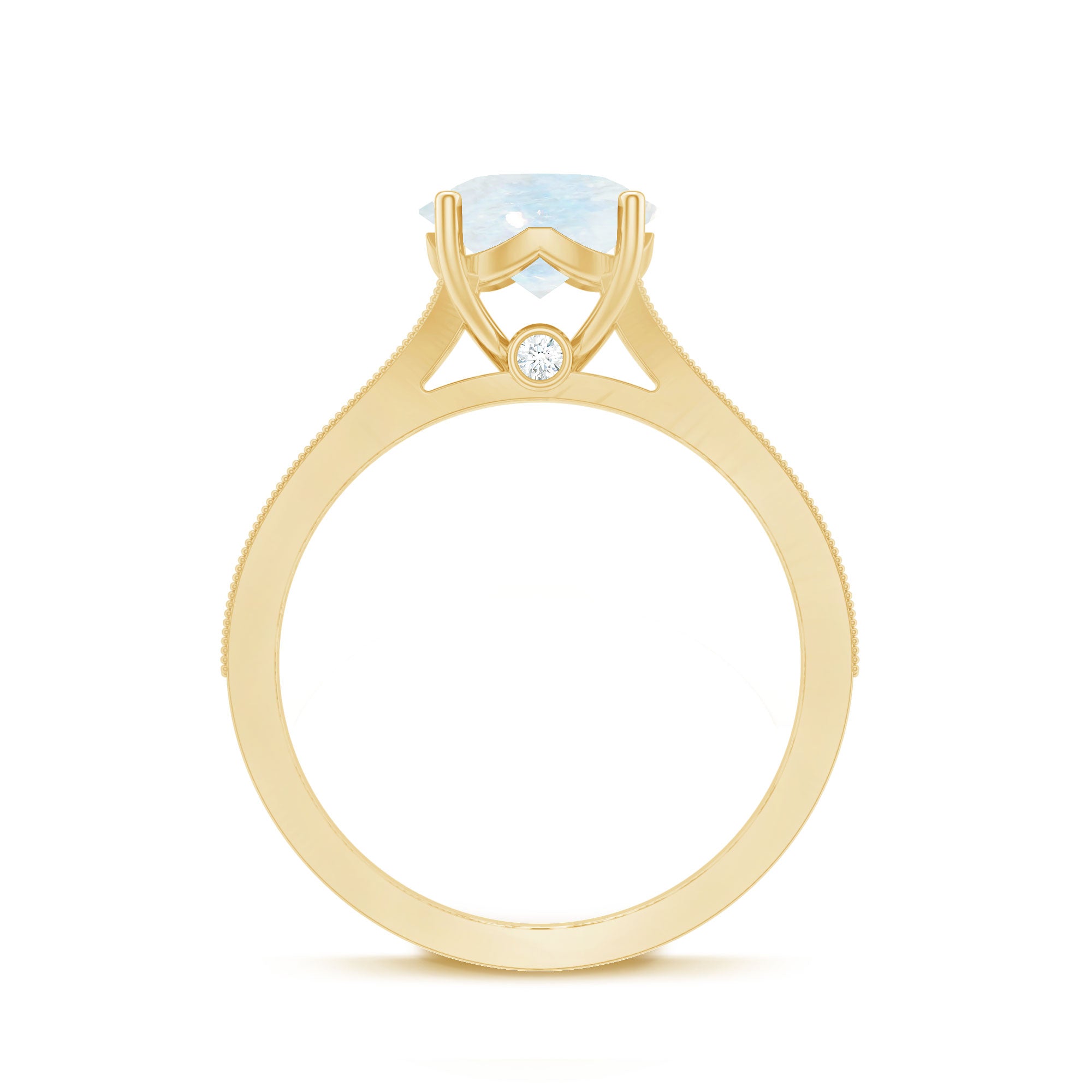 Rosec Jewels-Designer Moonstone Engagement Ring with Diamond Side Stones