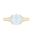 Rosec Jewels-Designer Moonstone Engagement Ring with Diamond Side Stones