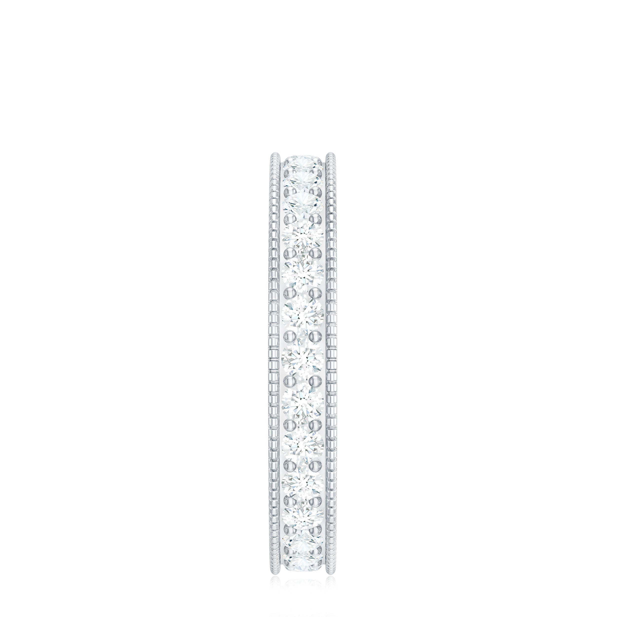 Moissanite Band Ring with Milgrain Detailing D-VS1 - Rosec Jewels