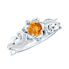 Rosec Jewels-Nature Inspired Citrine Flower Engagement Ring with Diamond