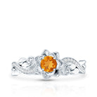 Rosec Jewels-Nature Inspired Citrine Flower Engagement Ring with Diamond