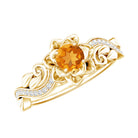 Rosec Jewels-Nature Inspired Citrine Flower Engagement Ring with Diamond