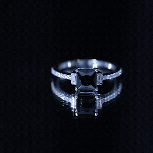 Certified 1 Carat Lab Grown Black and White Diamond Princess Cut Solitaire Engagement Ring AAAA ( Synthetic ) - Rosec Jewels