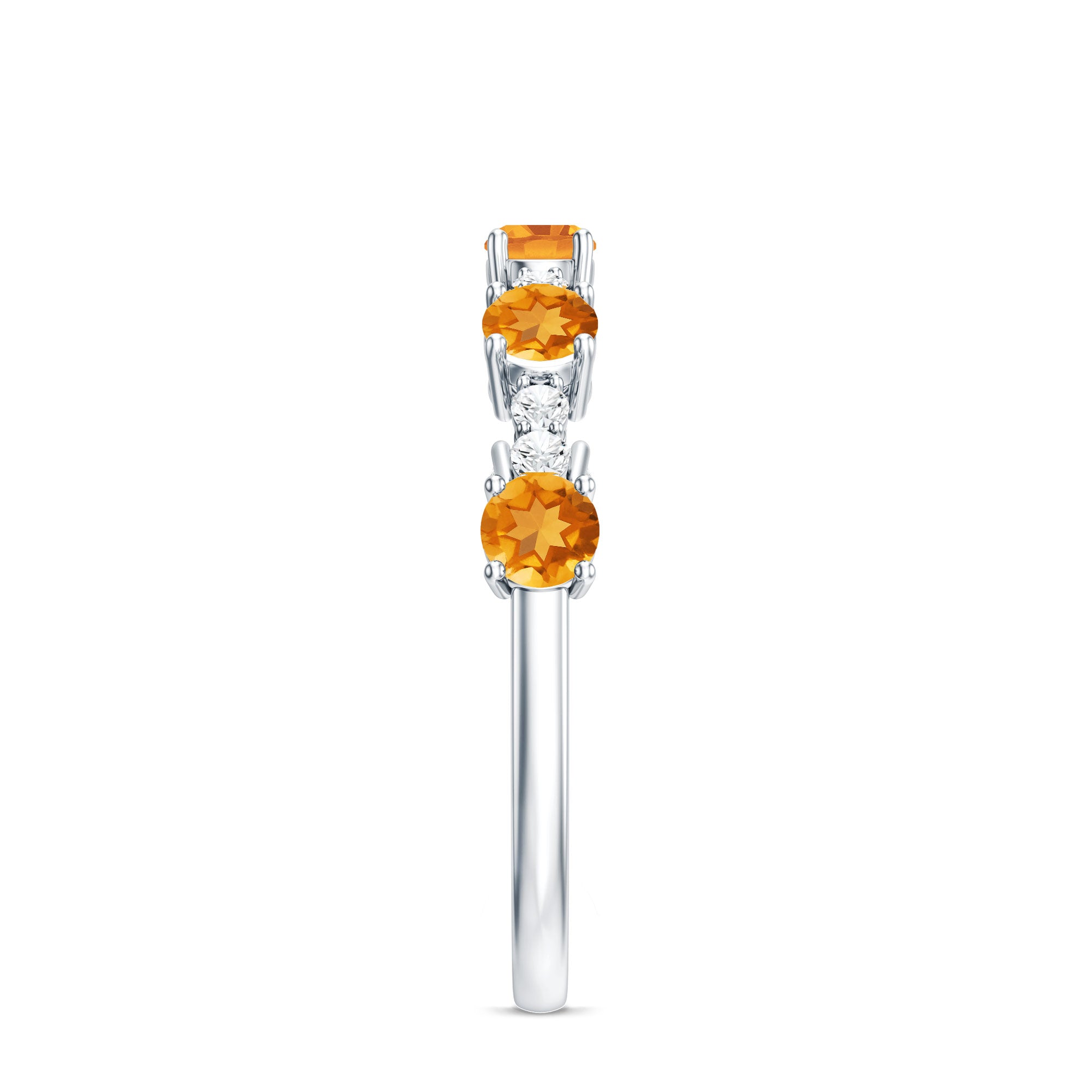 Natural Citrine Diamond Half Eternity Ring for Anniversary AAA - Rosec Jewels