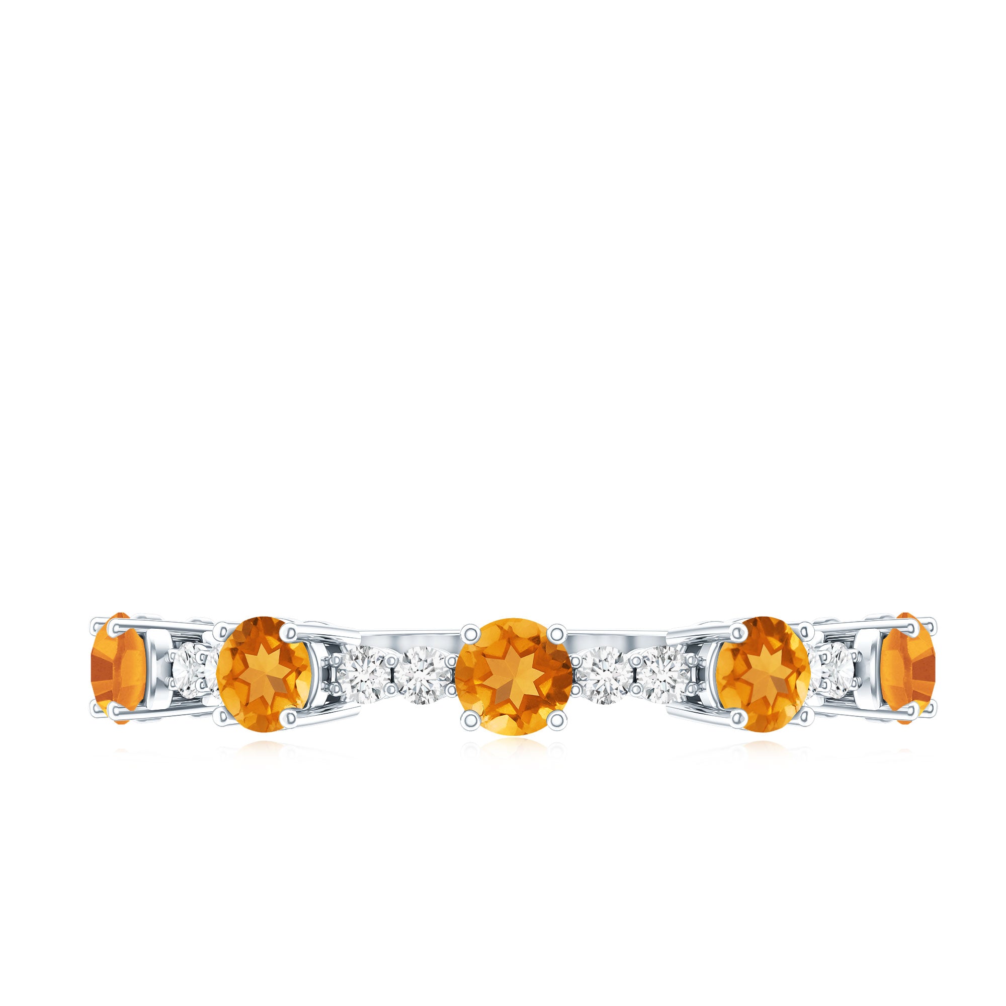 Natural Citrine Diamond Half Eternity Ring for Anniversary AAA - Rosec Jewels