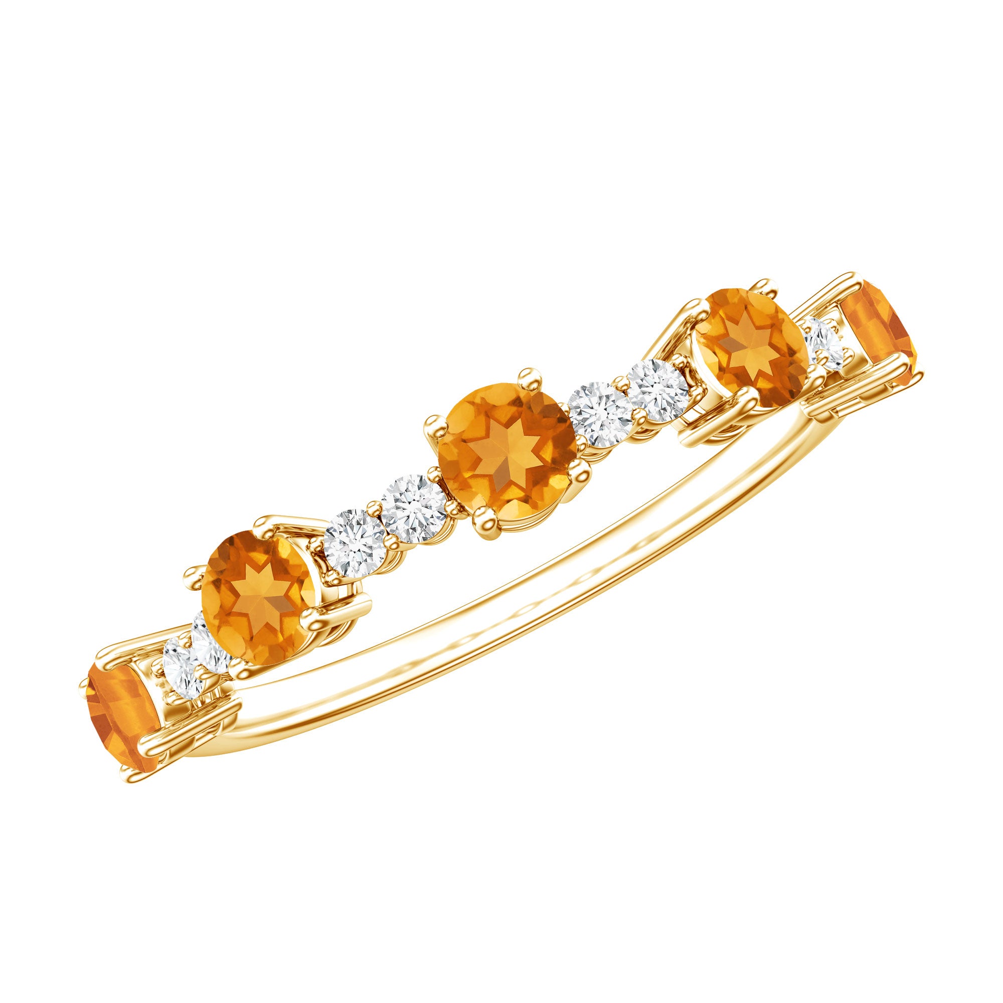 Natural Citrine Diamond Half Eternity Ring for Anniversary AAA - Rosec Jewels