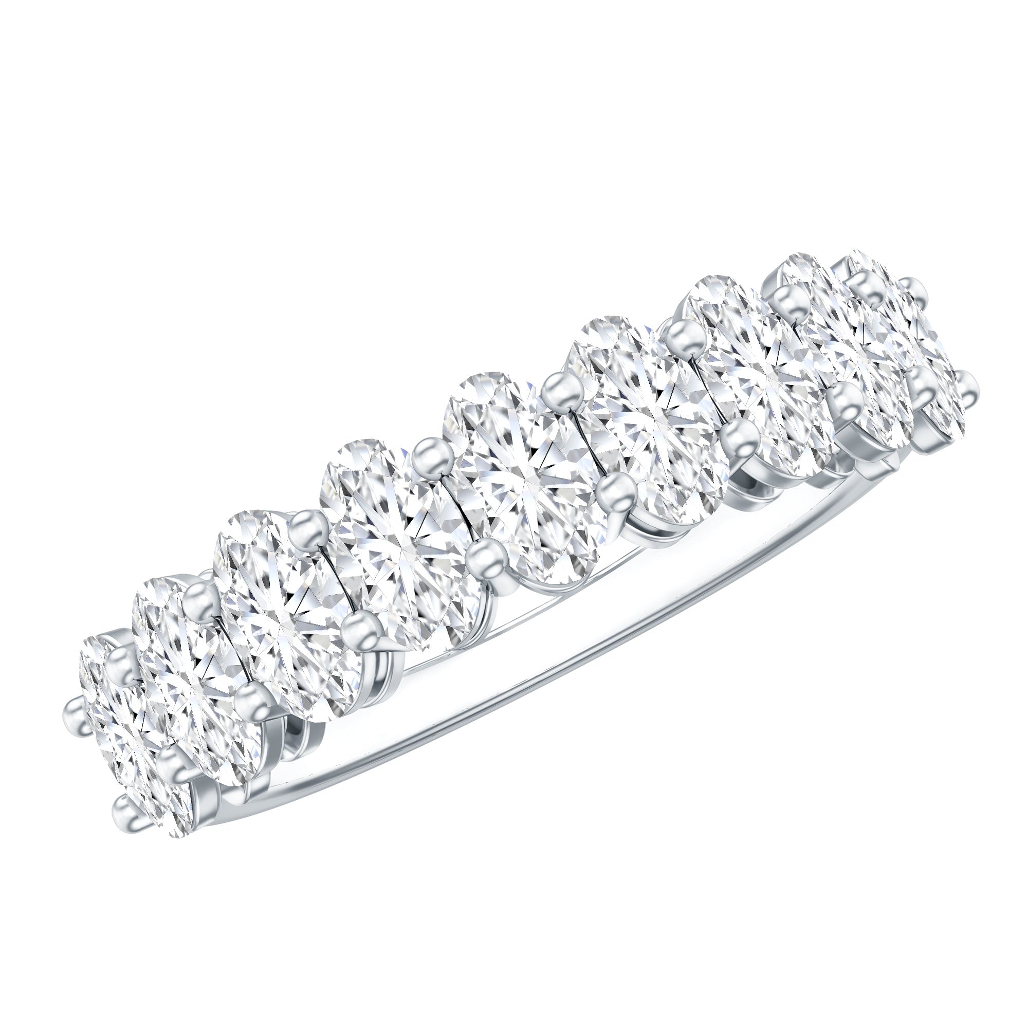 Oval Moissanite Half Eternity Wedding Band Ring D-VS1 - Rosec Jewels