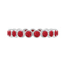 Bezel Set Round Shape Lab Created Ruby Eternity Ring AAAA - Rosec Jewels