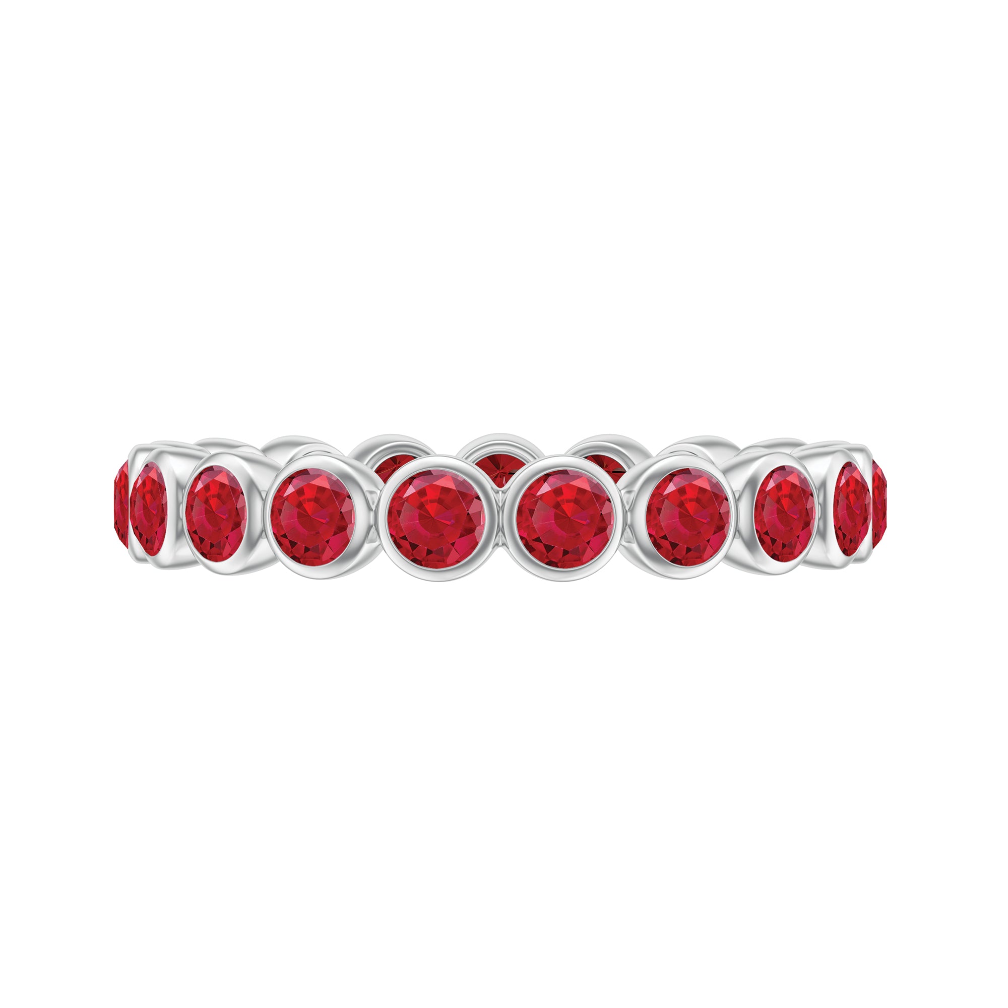 Rosec Jewels-2 CT Bezel Set Round Shape Created Ruby Eternity Ring