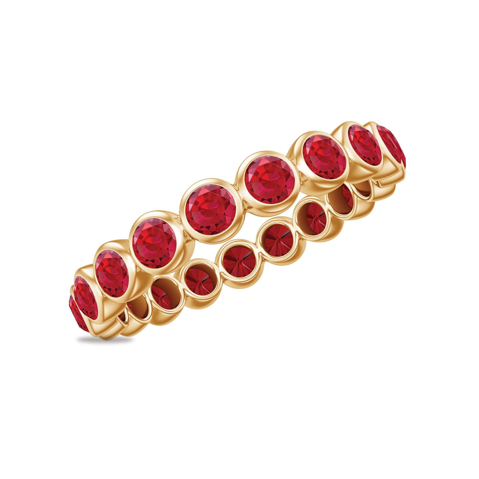 Rosec Jewels-2 CT Bezel Set Round Shape Created Ruby Eternity Ring