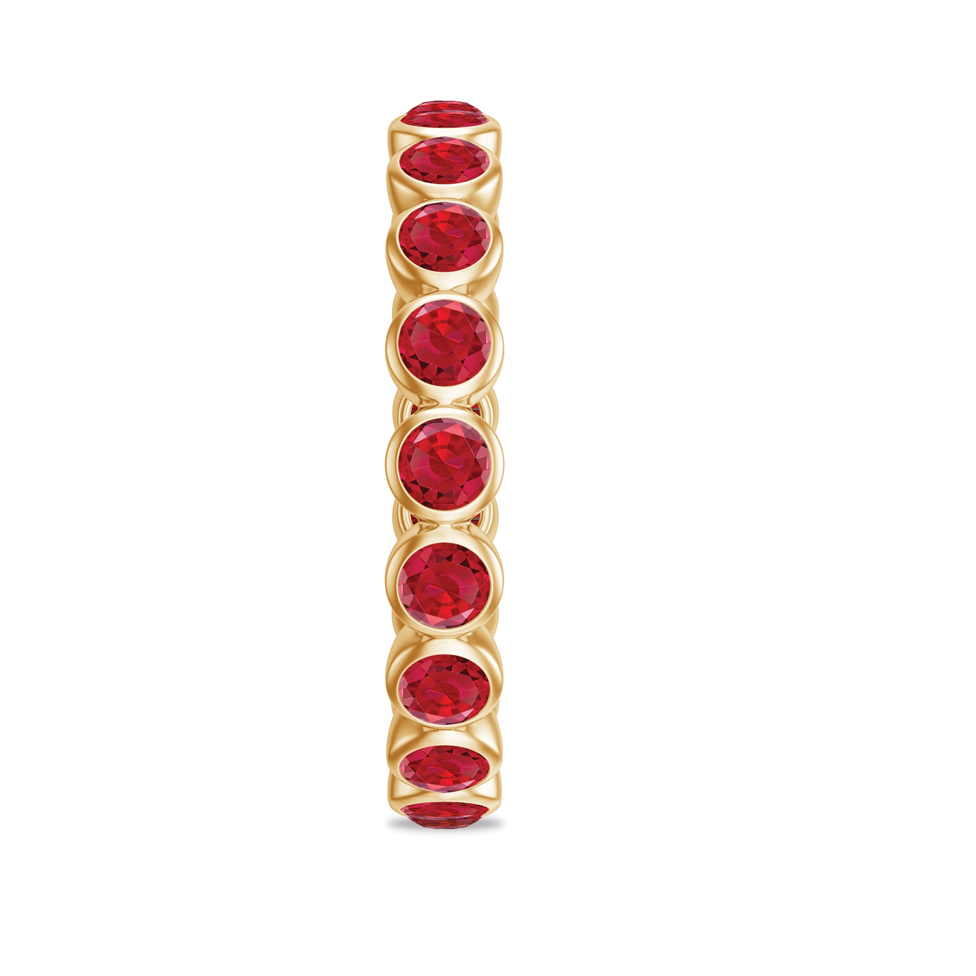 Rosec Jewels-2 CT Bezel Set Round Shape Created Ruby Eternity Ring