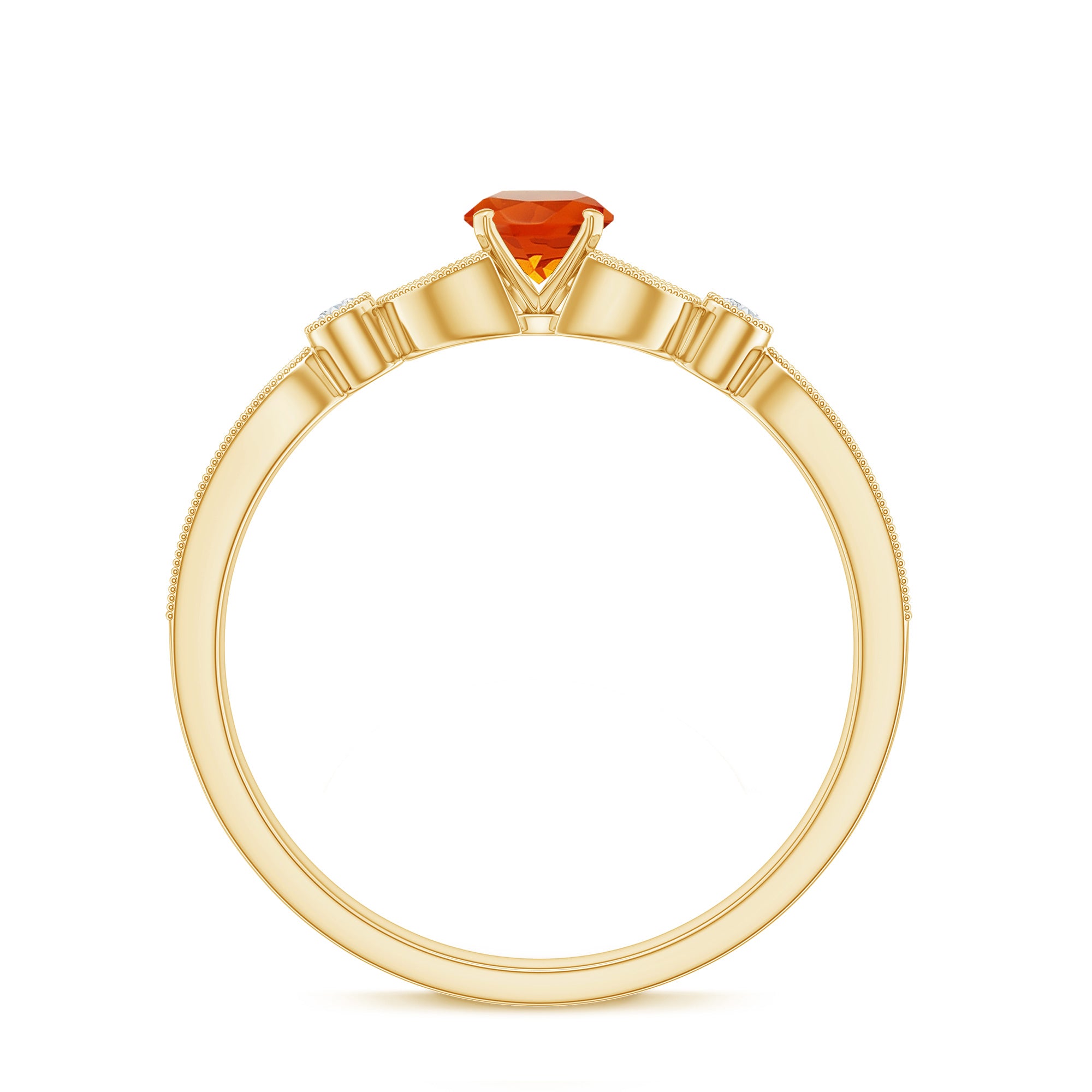 Minimal Fire Opal and Diamond Promise Ring AAA - Rosec Jewels