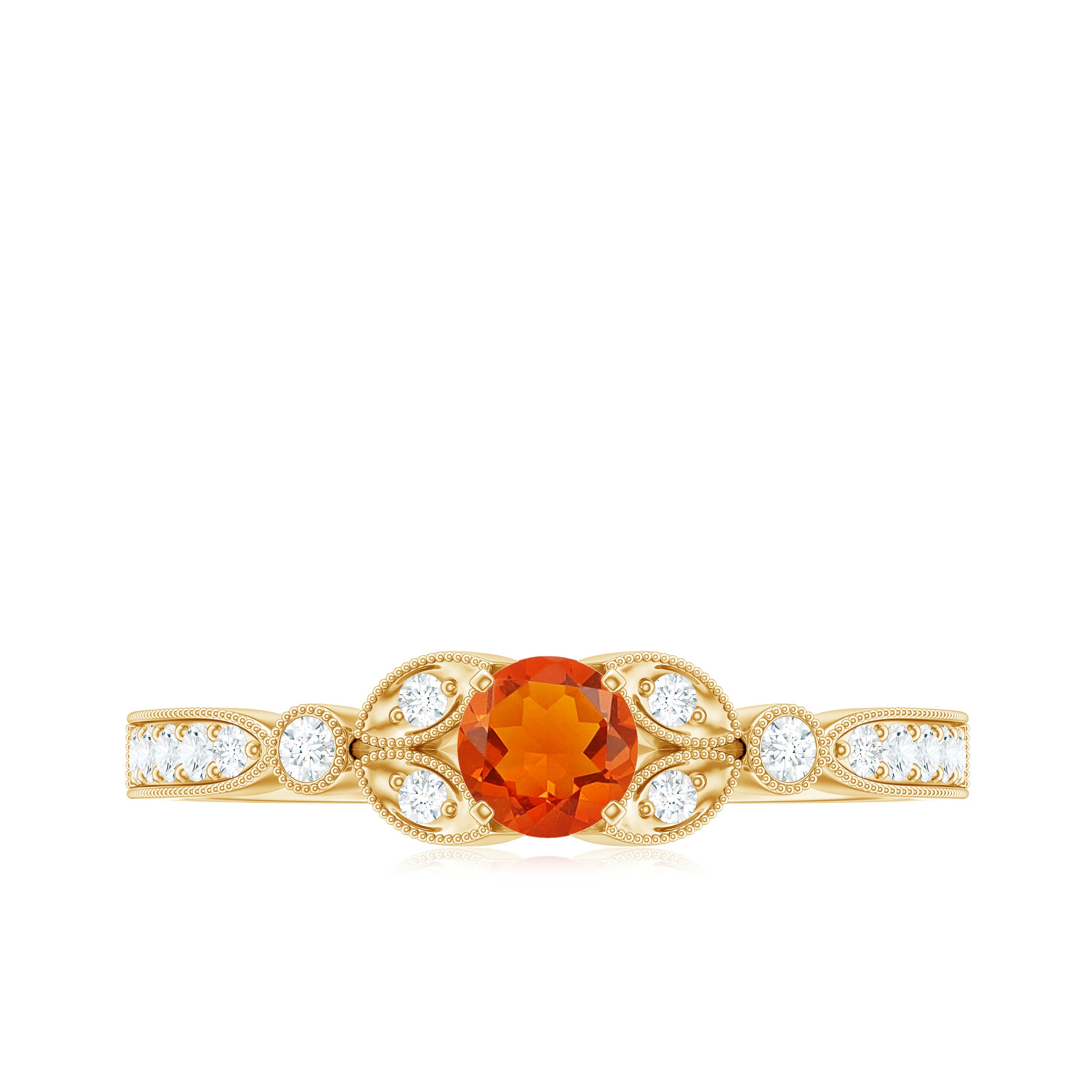 Minimal Fire Opal and Diamond Promise Ring AAA - Rosec Jewels