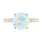 Natural 8mm Ethiopian Rainbow Opal Diamond Engagement Ring with Certificate AAA - Rosec Jewels
