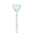 Natural 8mm Ethiopian Rainbow Opal Diamond Engagement Ring with Certificate AAA - Rosec Jewels