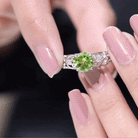 Antique Inspired 2 Carat Peridot Engagement Ring with Diamond AAA - Rosec Jewels