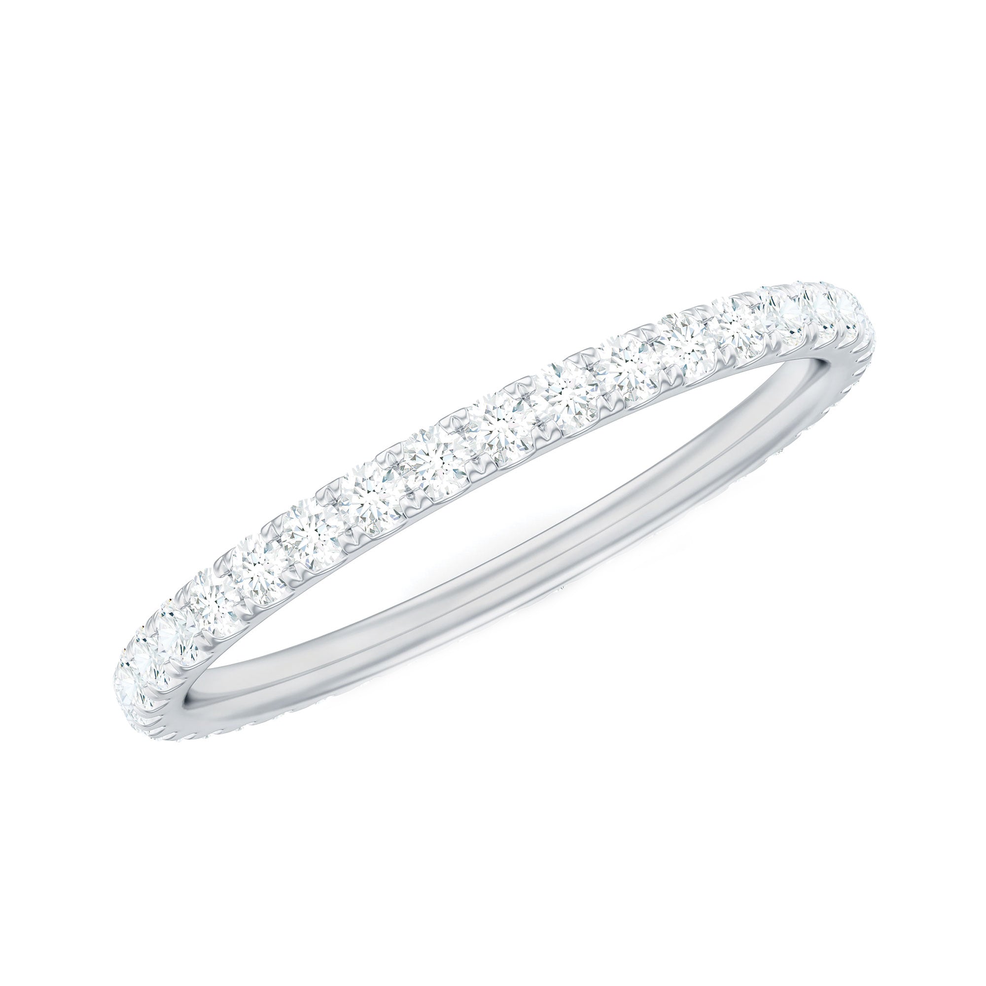 Certified Pave Moissanite Stackable Eternity Band in Silver