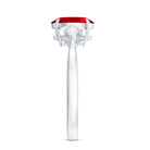 2 CT Claw Set Oval Created Ruby Solitaire and Marquise Diamond Trio Ring AAAA - Rosec Jewels